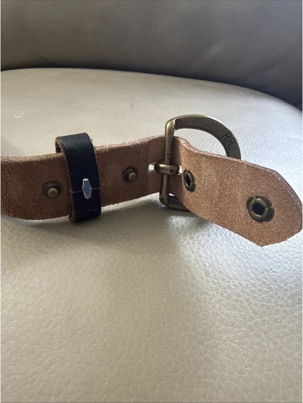 RRL Double RL Distressed Black Leather Belt Made in Italy Size 34 Width 1 inch